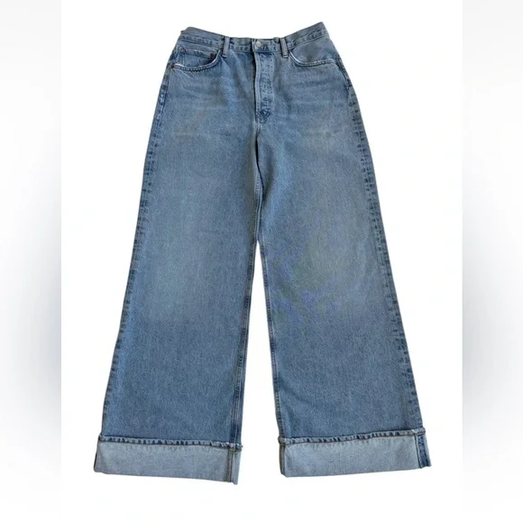 Agolde Dame High Rise Wide Leg Jeans Sz 30x31 In Showdown